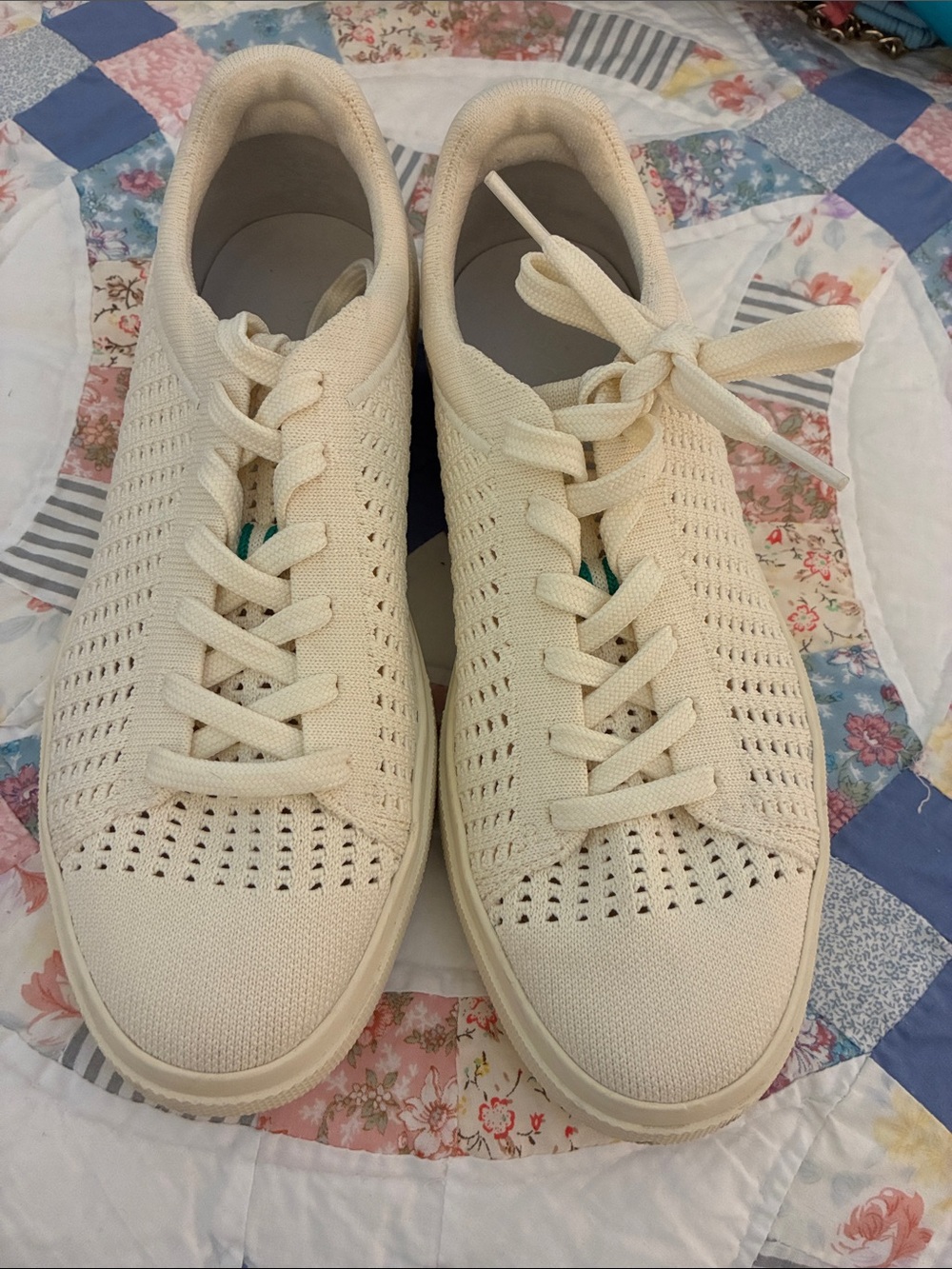Rothy’s Cream Knit Women’s Lace-Up Sneakers